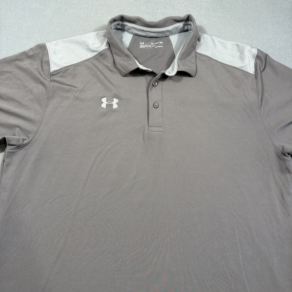 Under Armour 2XL Performance Polo Golf HEAT GEAR S/S Loose Fit Shirt GRAY